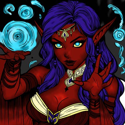 realistic scary beautiful elf sorceress casting spell