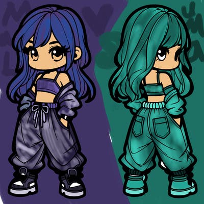 girl in crop top and baggy pants