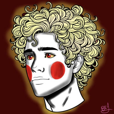 realistic guy with curly hair