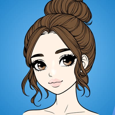 realistic pretty girl with hair in bun