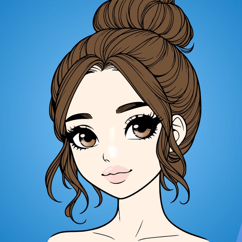 realistic pretty girl with hair in bun
