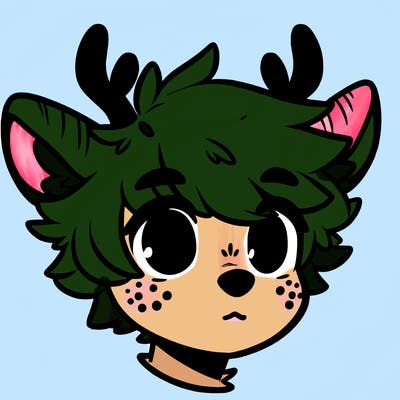 a humanoid deer with soft fluffy ears