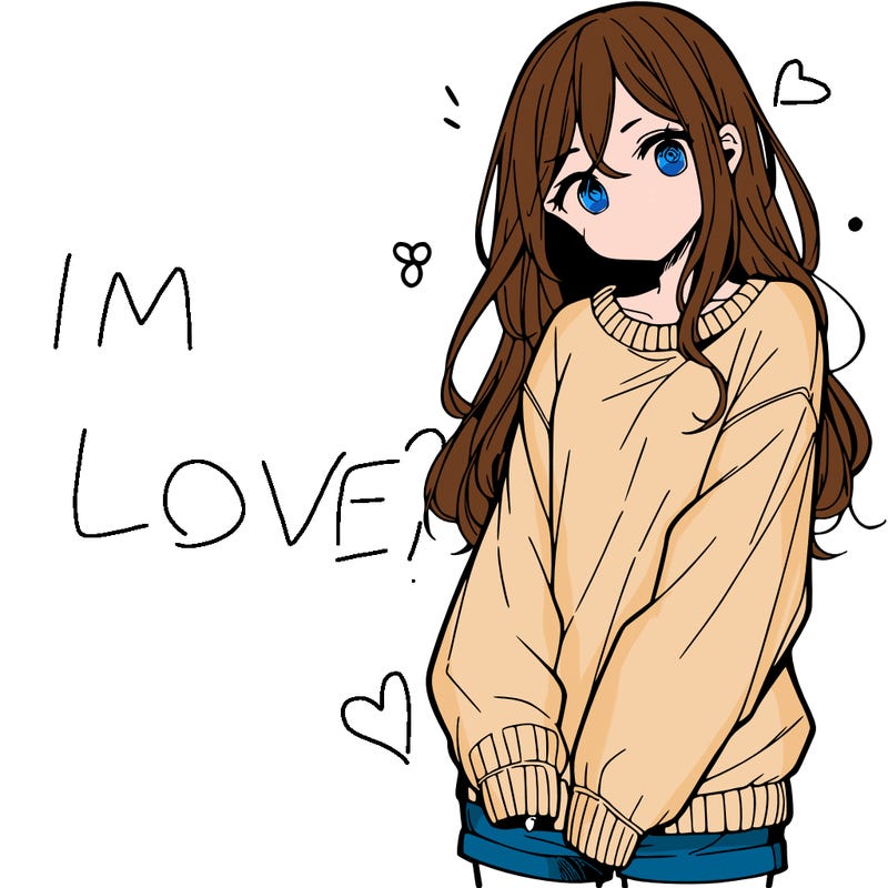 manga teen girl  in a sweater and baggy pants