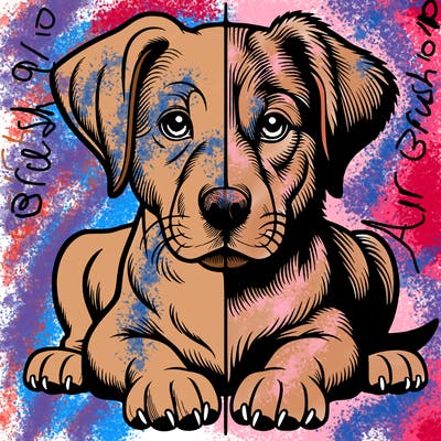 realistic dog split picture