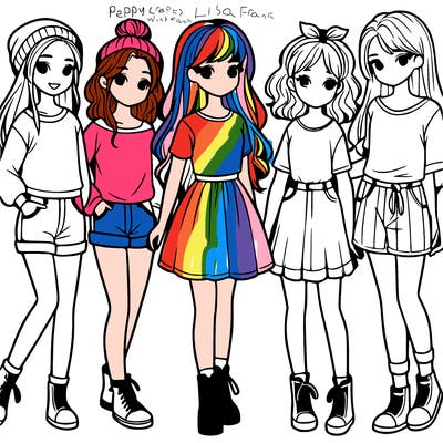 a group of five girls