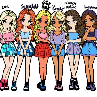 a group of girls realistic