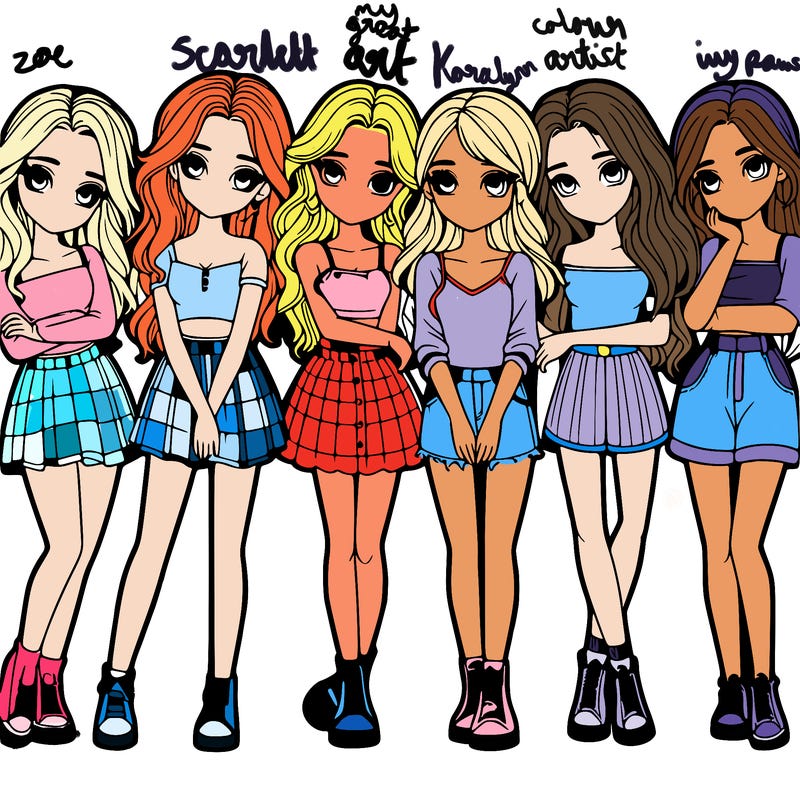 a group of girls realistic