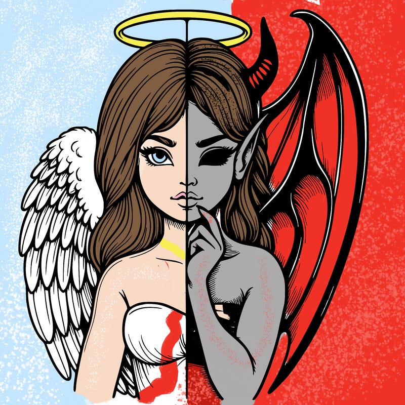 realistic angel half demon