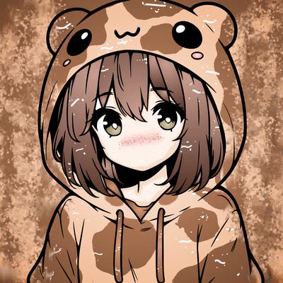 anime cute girl with hoodie