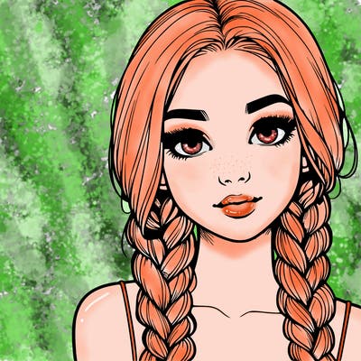 realistic girl with braids