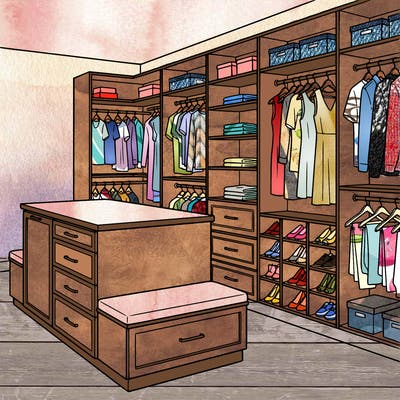 walk in closet with island