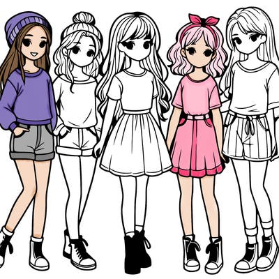 a group of five girls