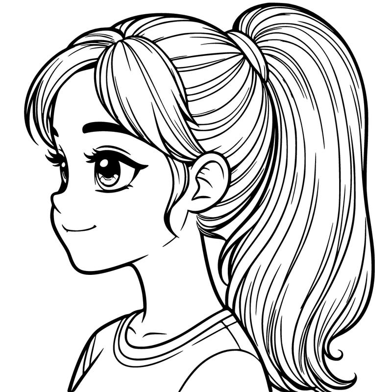 realistic girl with a ponytail