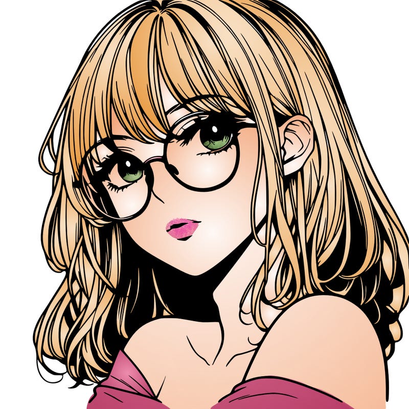 manga woman character with glasses and nice lips