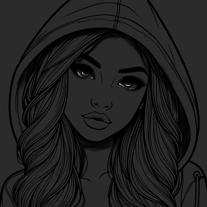 realistic beautiful girl with a hood on