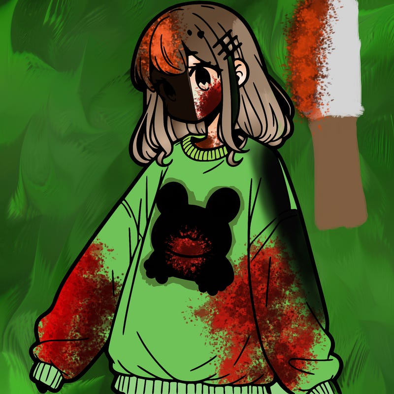 girl wearing frogging sweatshirt