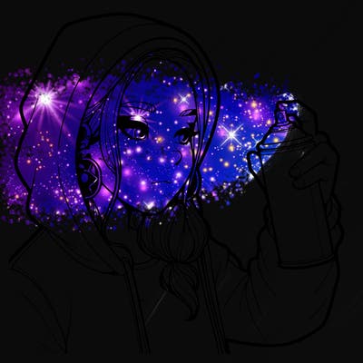 a realistic girl, spray painting