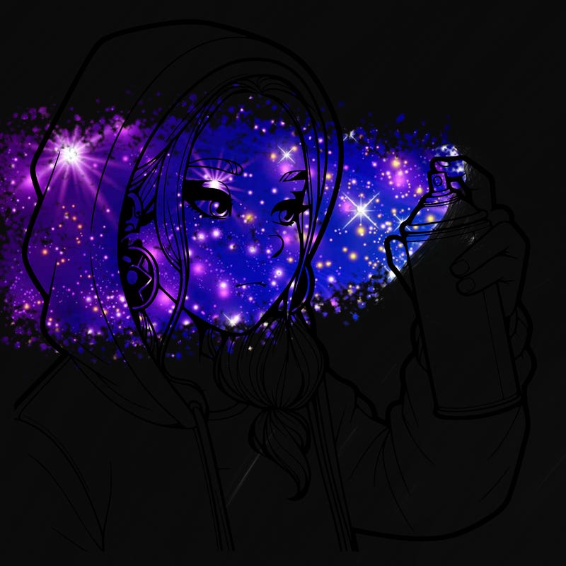 a realistic girl, spray painting