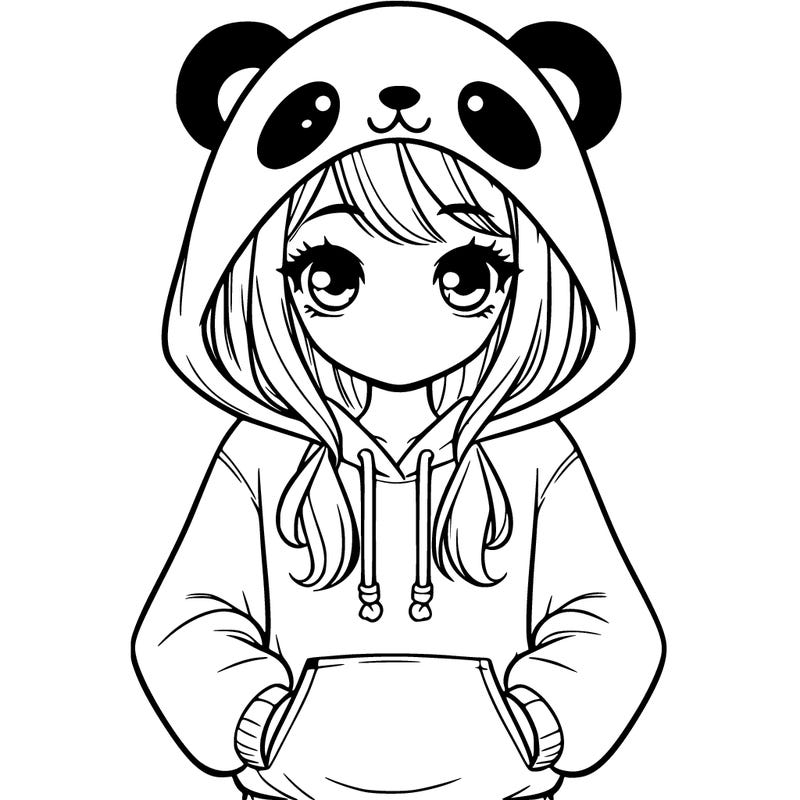 girl in panda hoodie