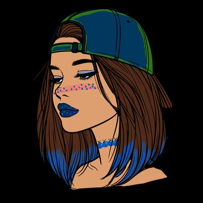 realistic  girl with a backwards hat