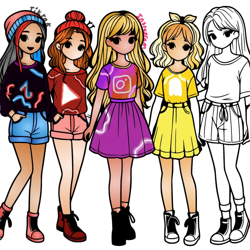 a group of five girls