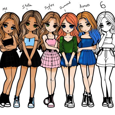 a group of girls realistic