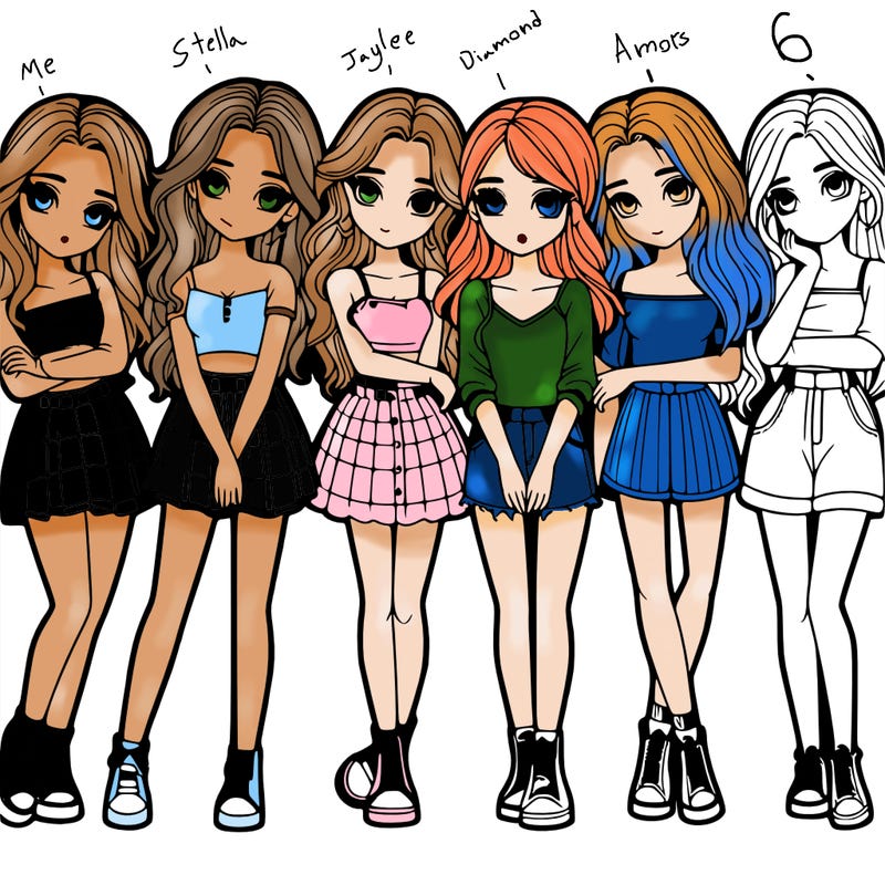 a group of girls realistic