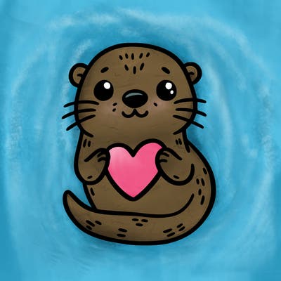 otter with a heart
