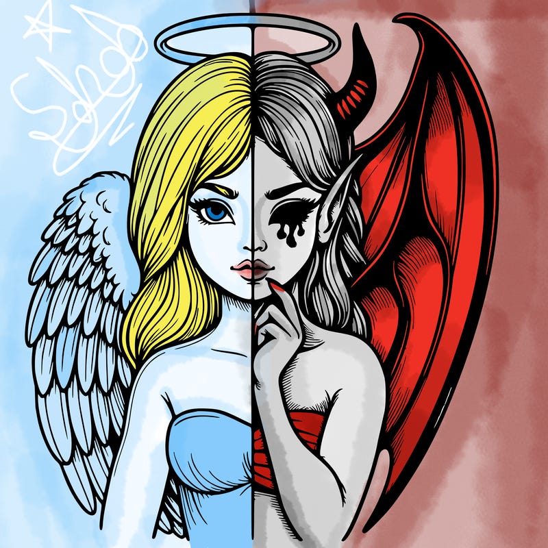 realistic angel half demon