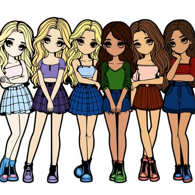a group of girls realistic