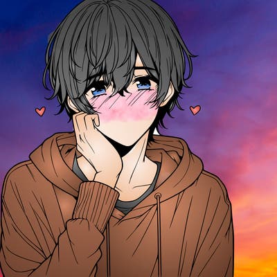 shy realistic anime guy