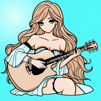 beautiful girl playing the guitar