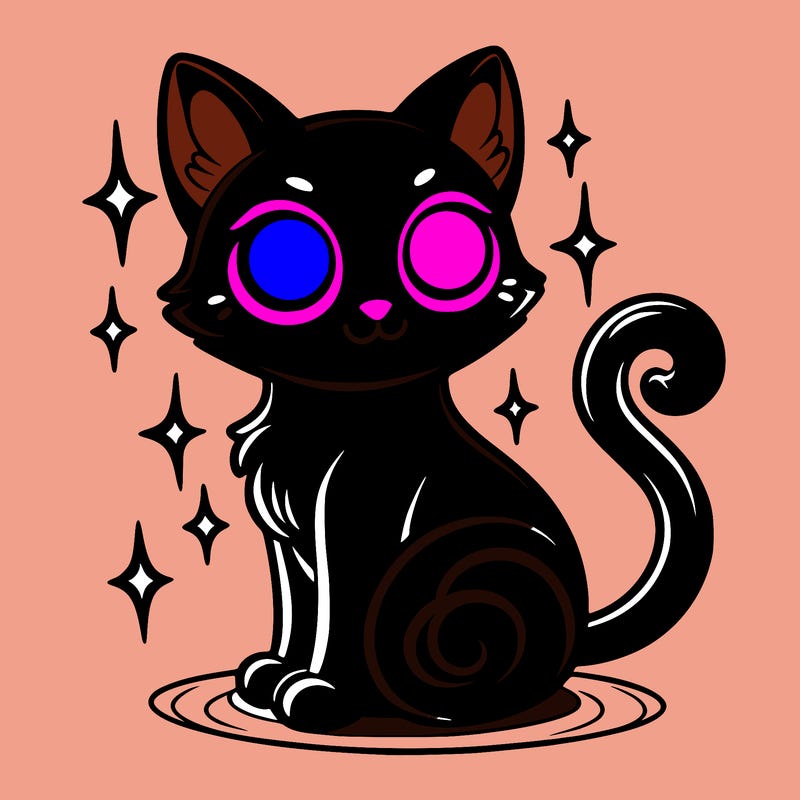 black cat with glowing eyes