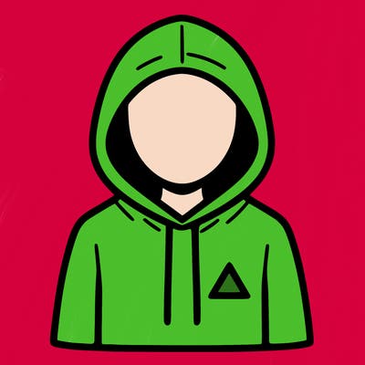 a person with non face waering a hoodie with a small triangle symbol