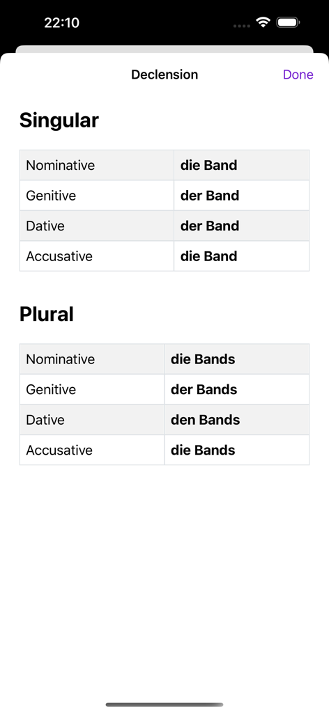 Der Die Das - Der Die Das 앱의 단수 및 복수 형태에 대한 독일어 명사 격변화 표