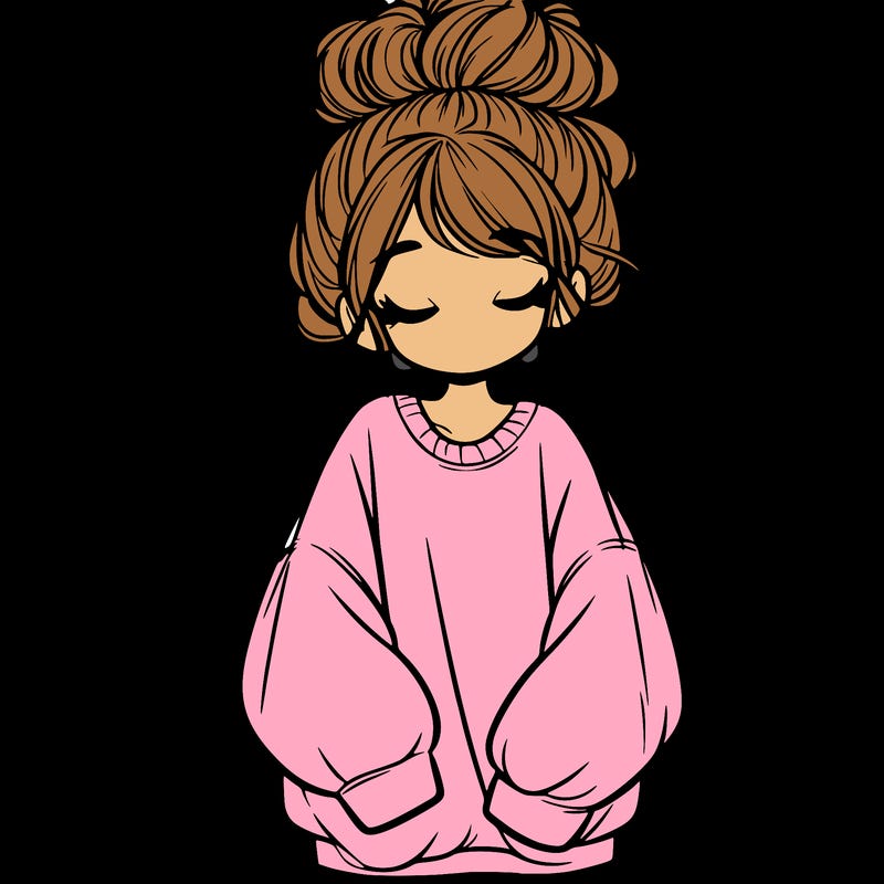 girl with baggy sweatshirt and messy bun