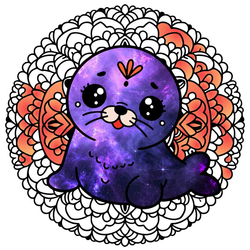 a cute baby seal mandala