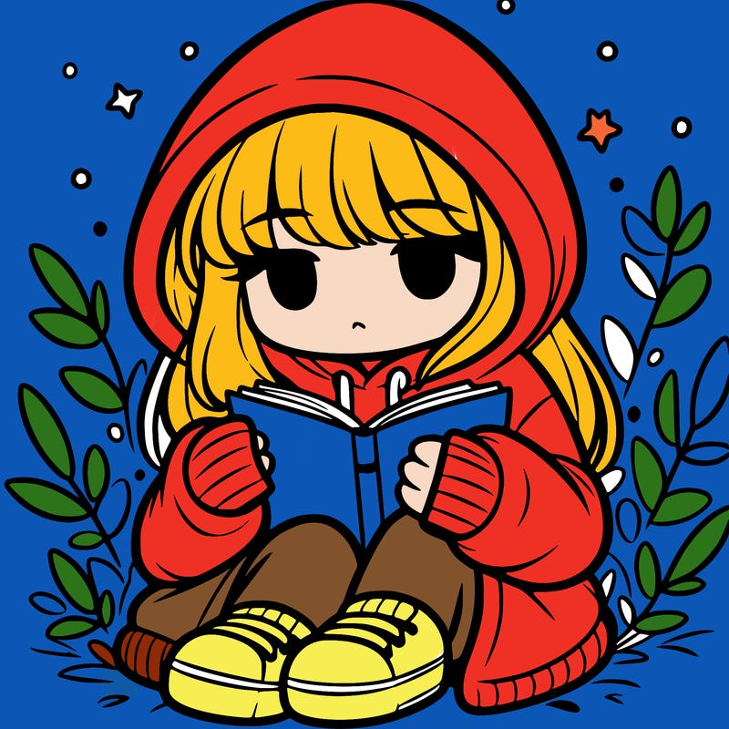girl in oversized hoodie reading a book