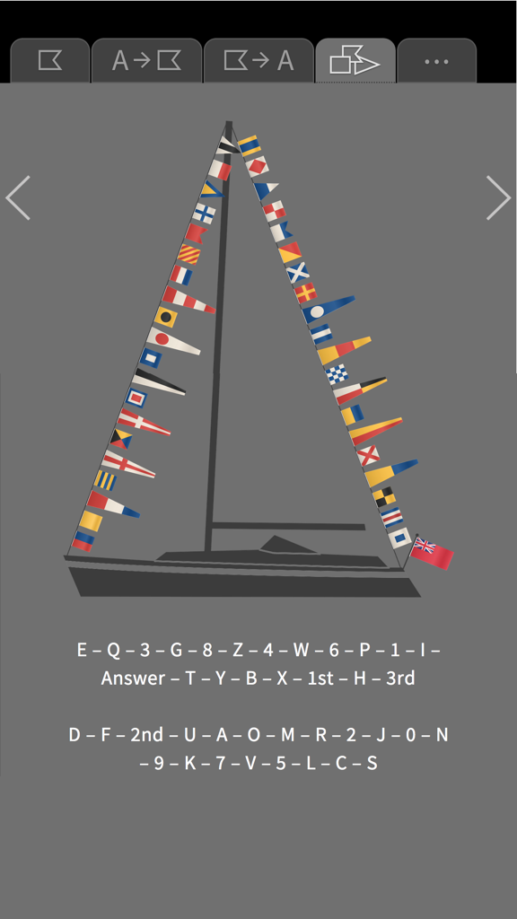 SignalFlags Tool - Illustration of a sailboat with international signal flags arranged for dressing overall