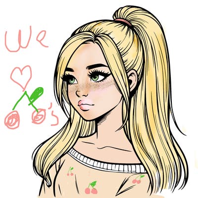 realistic girl with a high ponytail