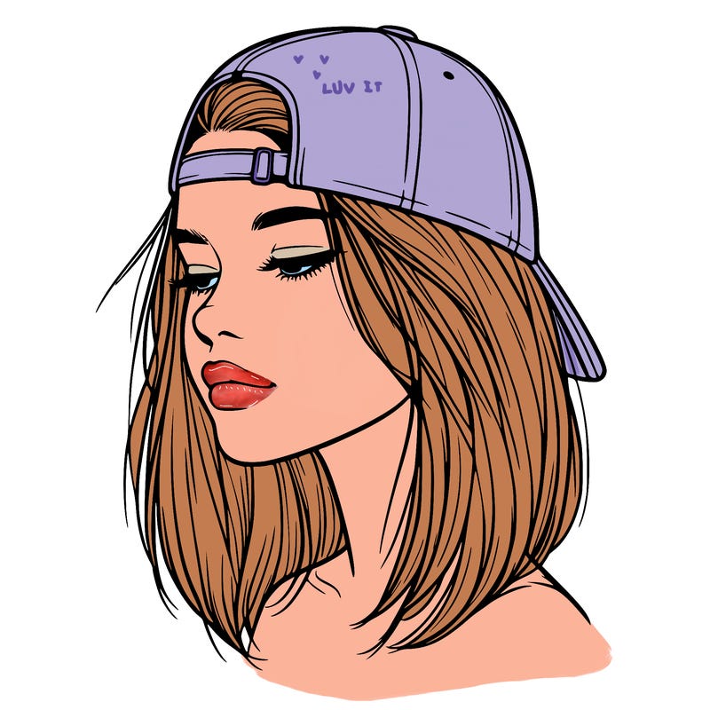 realistic  girl with a backwards hat