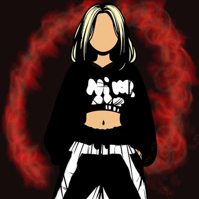 realistic girl faceless with baggy pants and a crop top