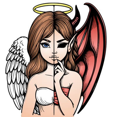 realistic angel half demon