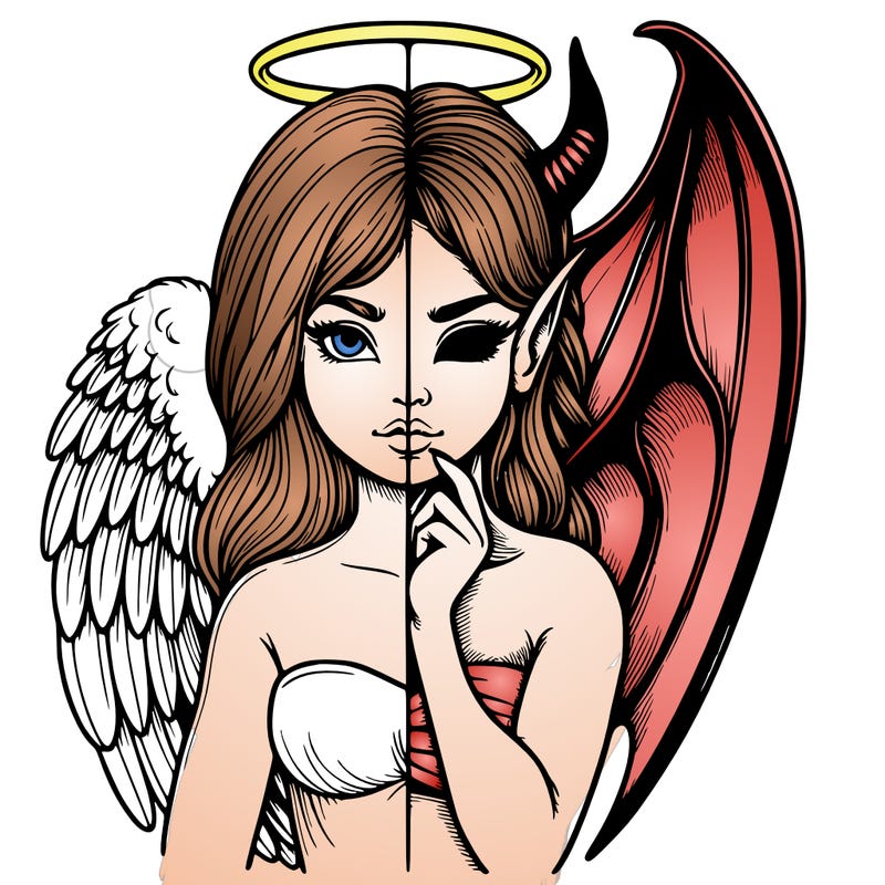 realistic angel half demon