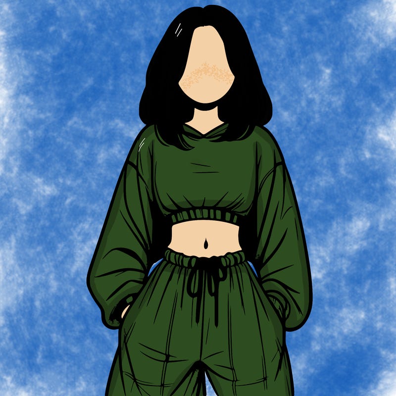 realistic girl faceless with baggy pants and a crop top