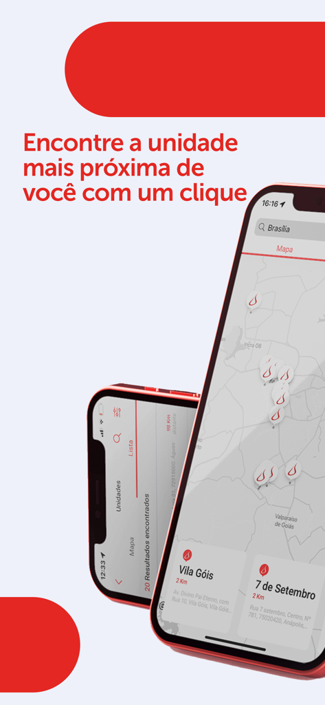 Pantalla del localizador de unidades de la aplicación de salud Sabin que muestra ubicaciones de laboratorios en un mapa