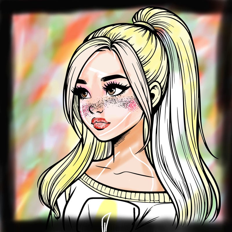 realistic girl with a high ponytail