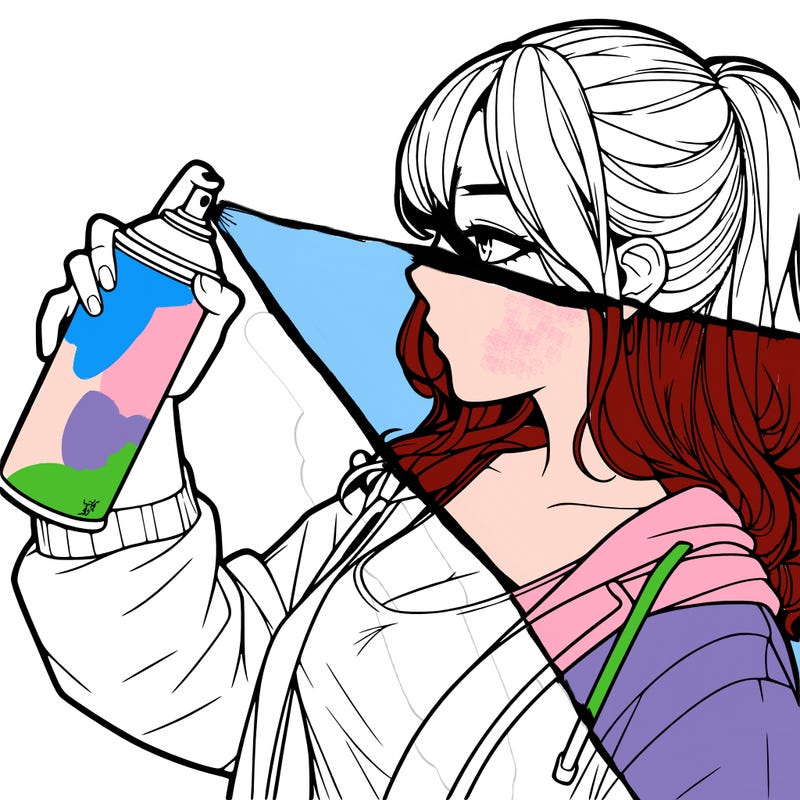a realistic girl spray, painting