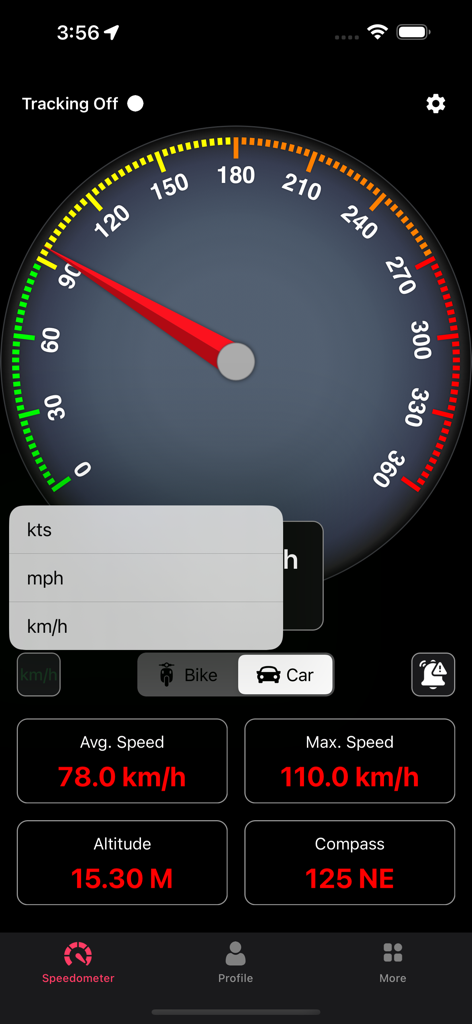 Speedometer - GPS Speedometer - GPS Speedometer app dashboard showing speed dial and trip data statistics.