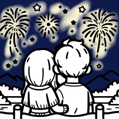 couple watching fireworks